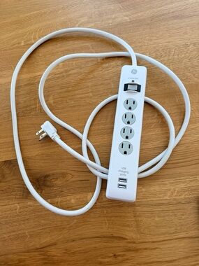 White Power Strip cord with USB Ports 
8 feet